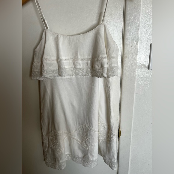Zara White Lace-Trim Mini Dress - Picture 2 of 7